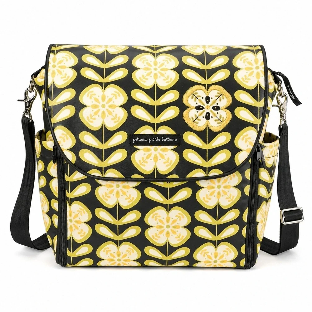 Petunia Pickle Bottom Diaper Bag Backpack Yellow Floral Convertible Baby Bag
